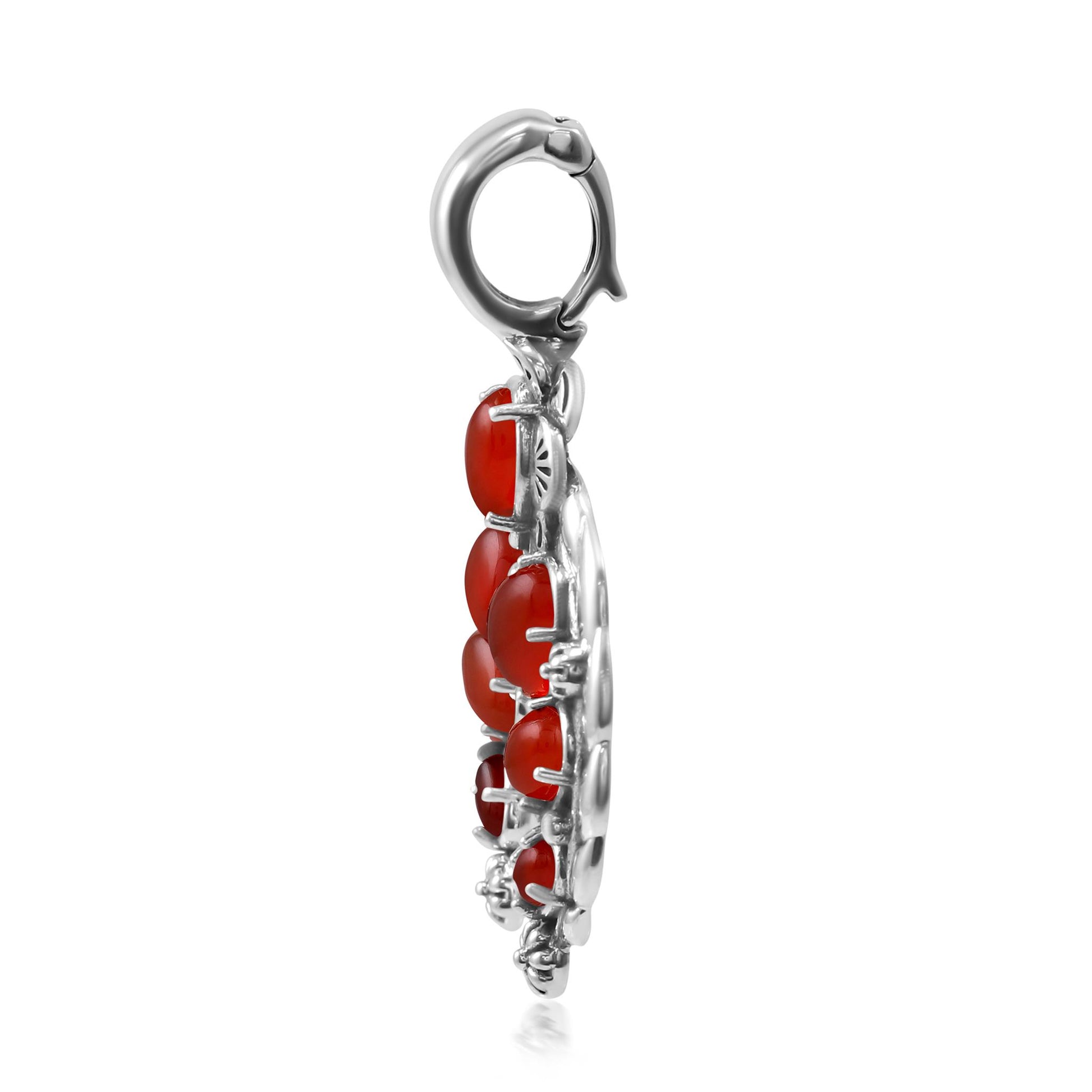 Sterling Silver Red Onyx Twisted Rope Naja Pendant Enhancer