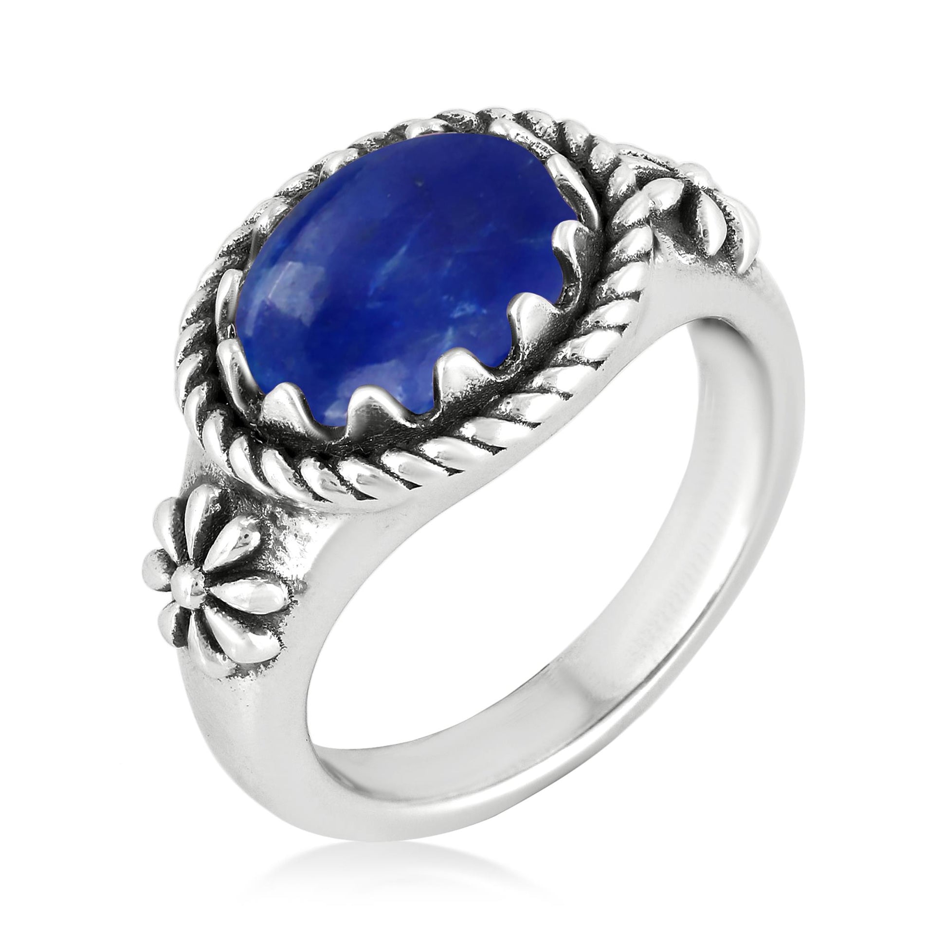 Sterling Silver Lapis East West Ring