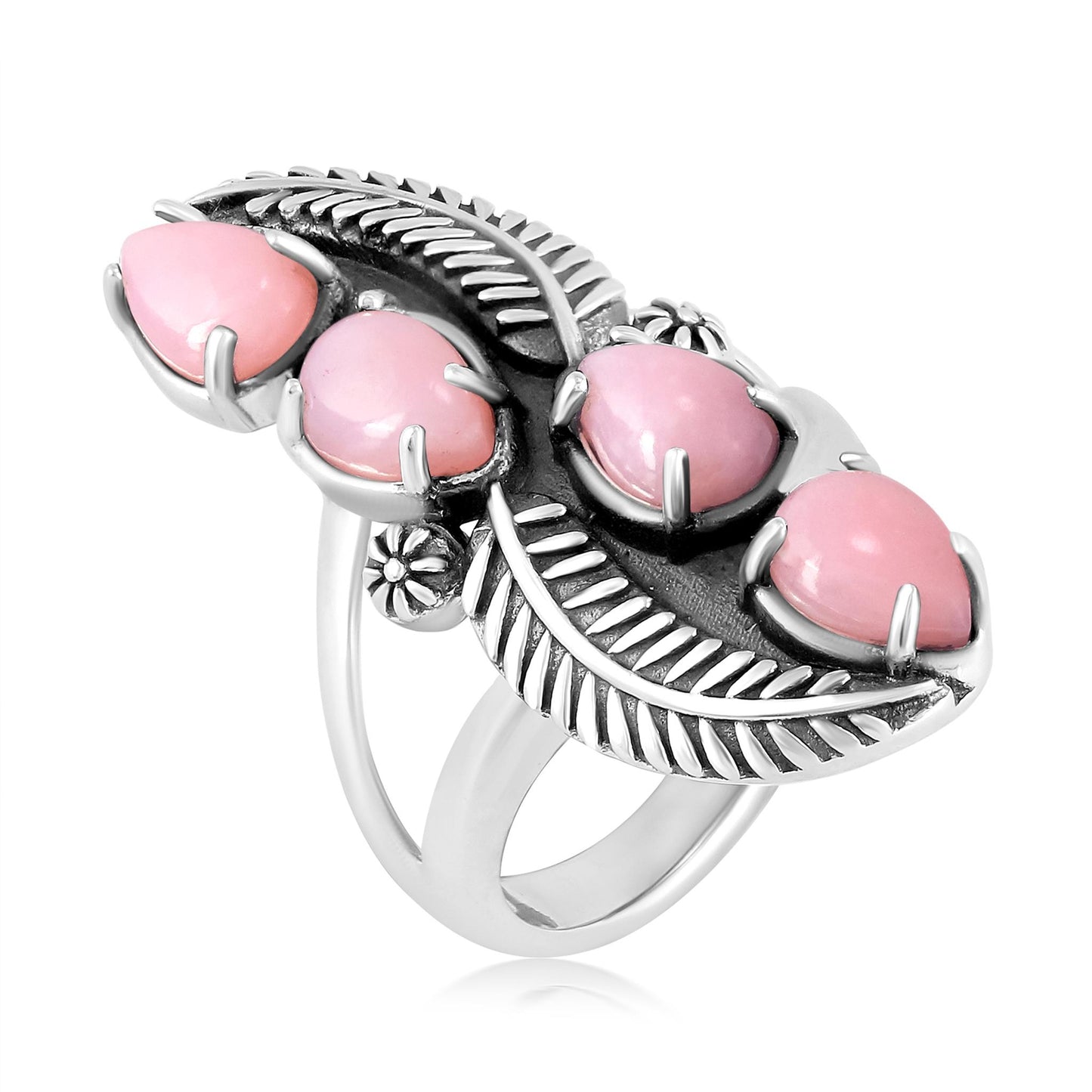 EXCLUSIVELY OURS! Sterling Silver Pink Opal Elongated Leaf Ring