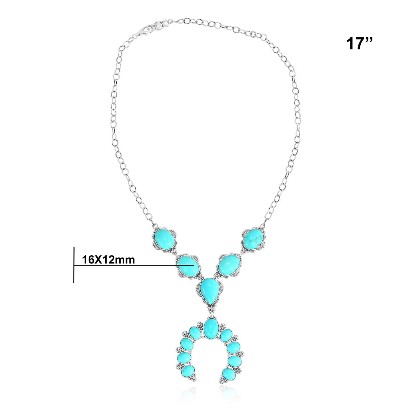 Sterling Silver Kingman Turquoise V-Shaped Naja Necklace, 17 to 20 Inches