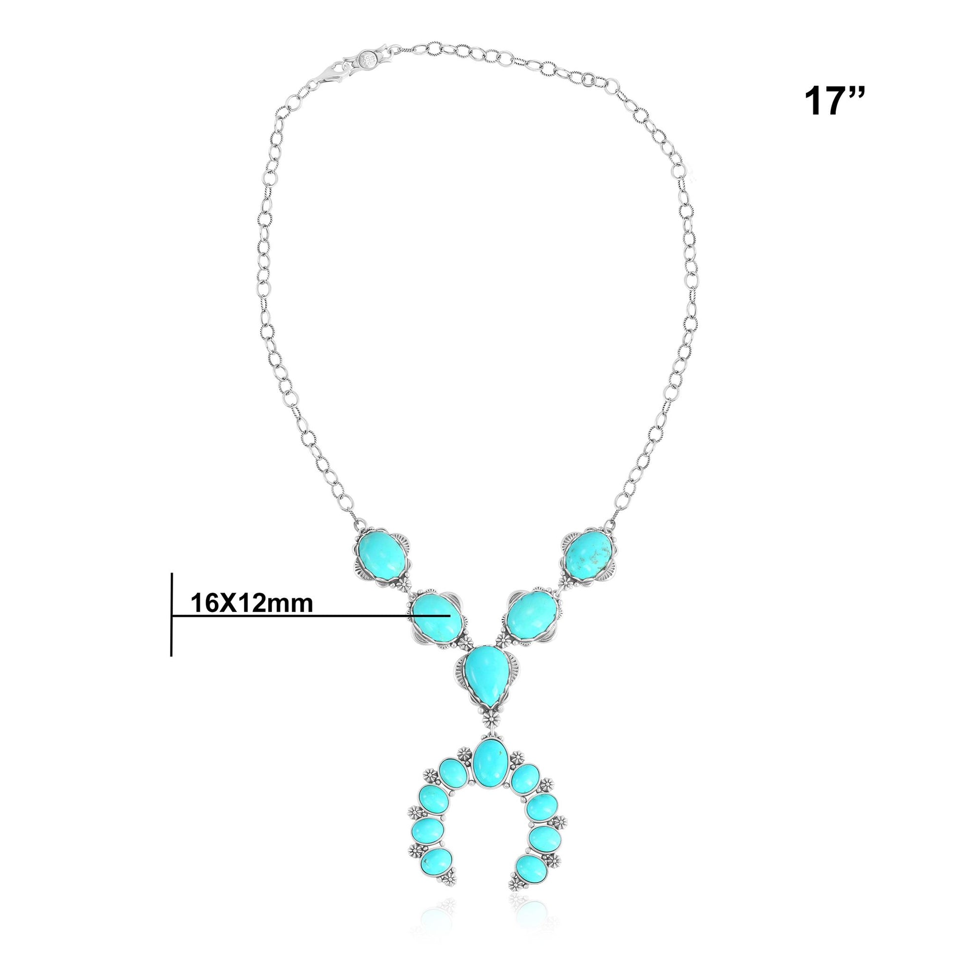Sterling Silver Kingman Turquoise V-Shaped Naja Necklace, 17 to 20 Inches