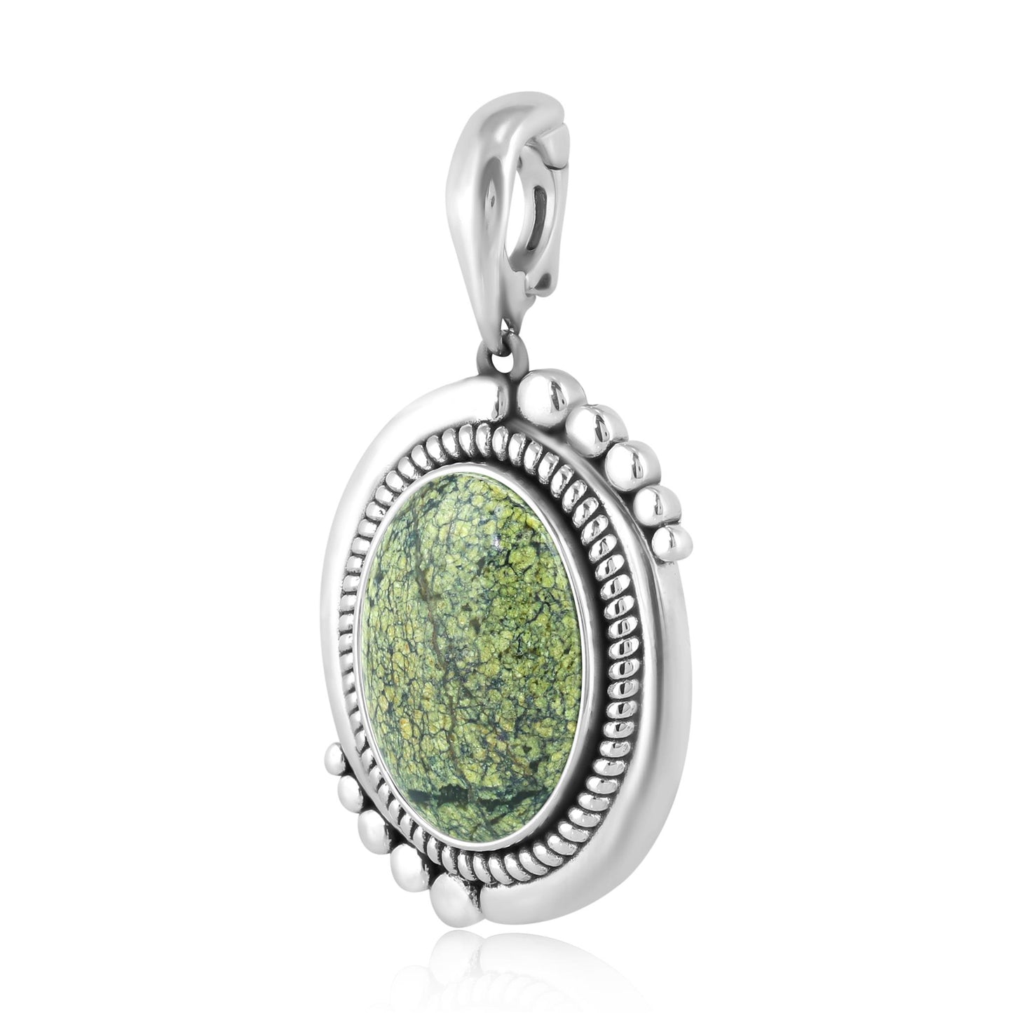 Sterling Silver Spiderweb Serpentine Bold Oval Pendant Enhancer