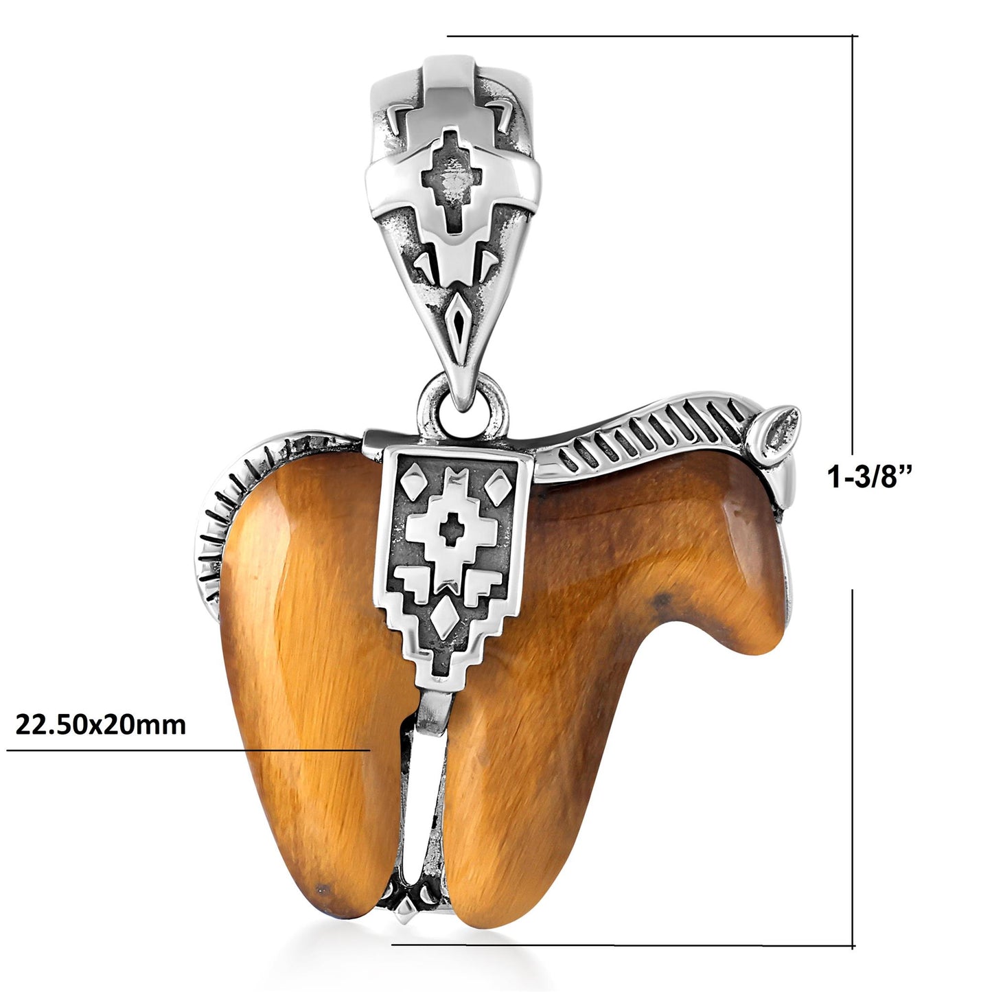 Sterling Silver Tiger's Eye Horse Pendant Enhancer
