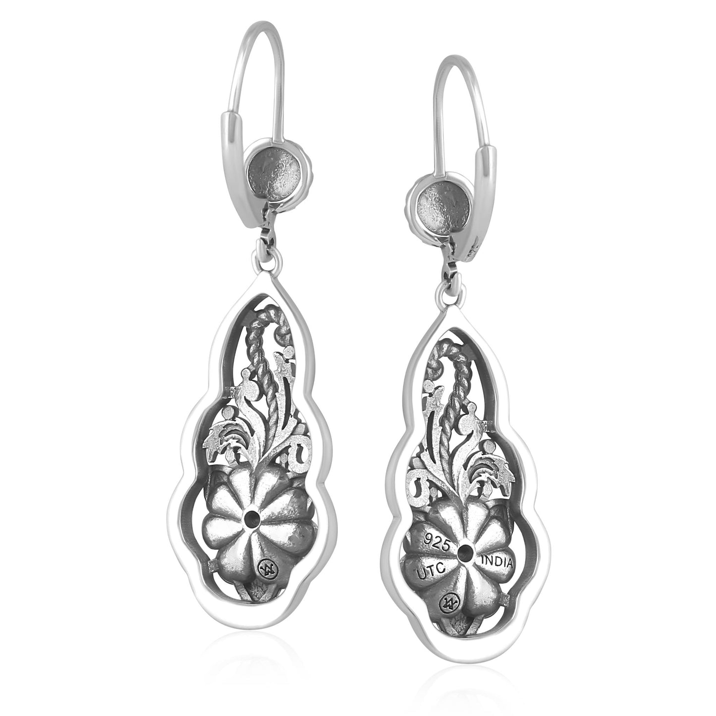 Sterling Silver Flower Lever Back Earrings