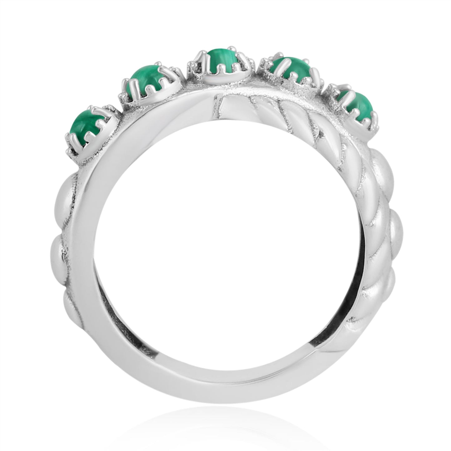Sterling Silver Malachite Twist Band Ring