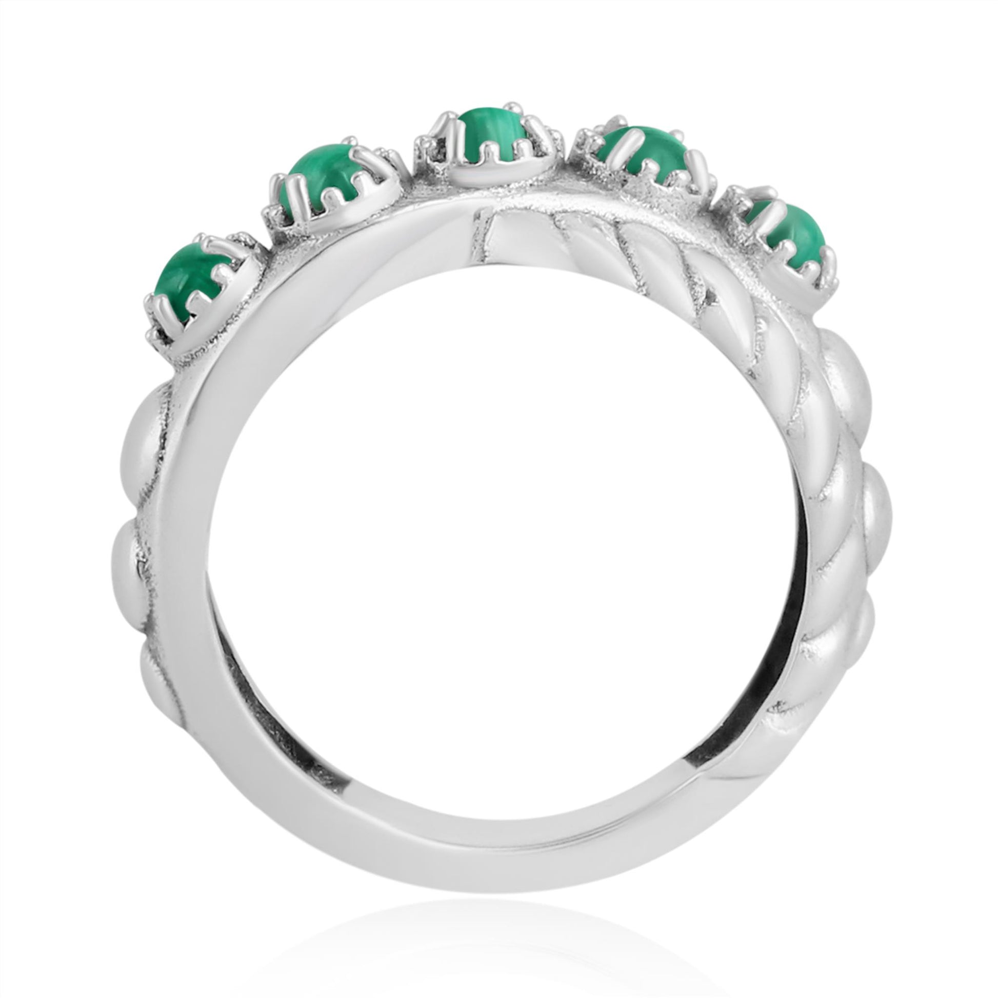 Sterling Silver Malachite Twist Band Ring