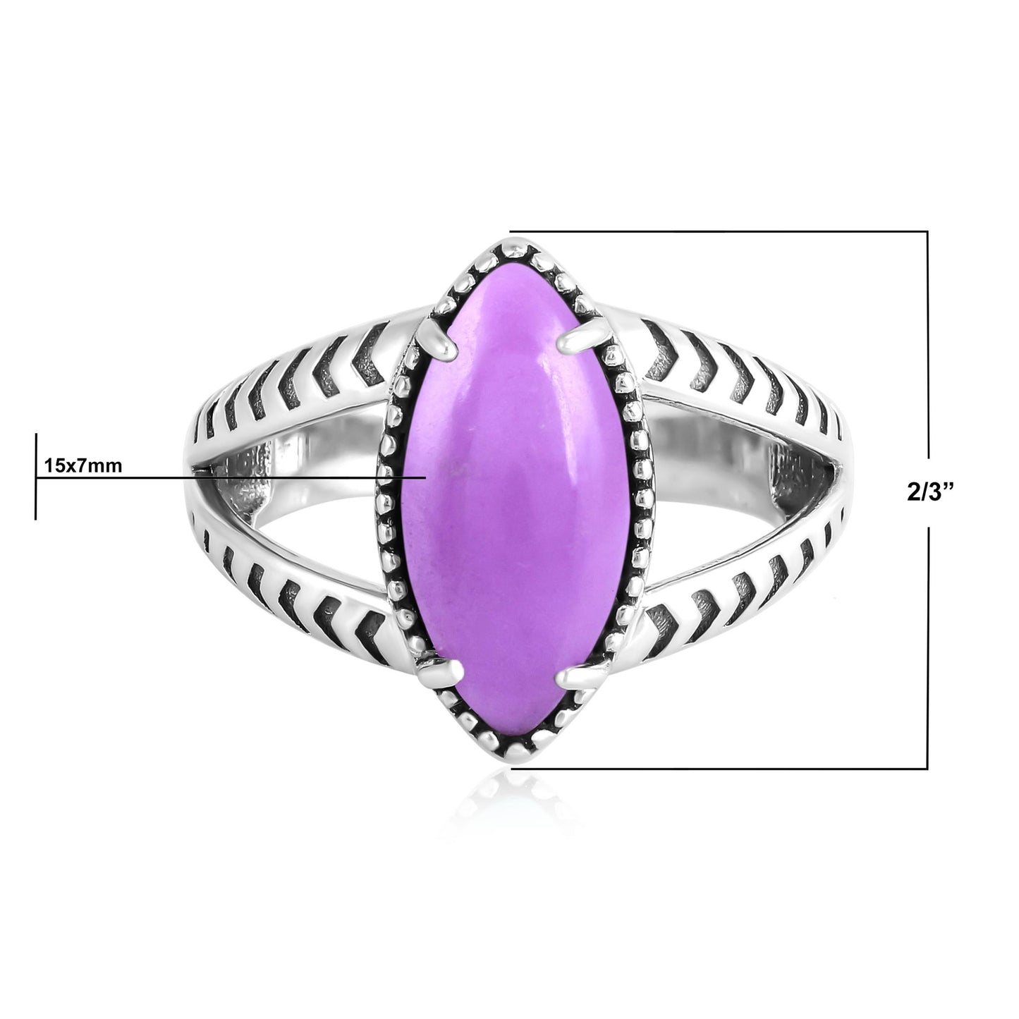 Sterling Silver Phosphosiderite Marquise Split Shank Ring