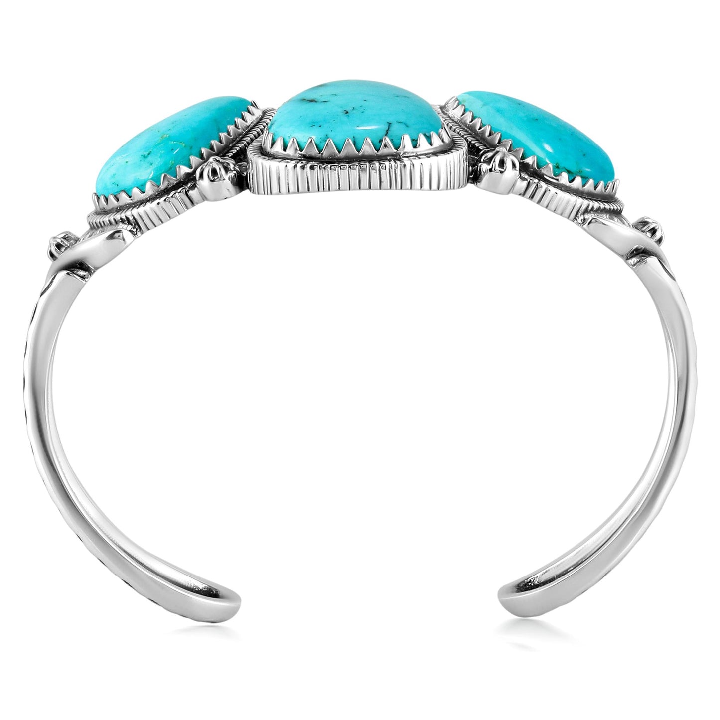 EXCLUSIVELY OURS! Sterling Silver Kingman Turquoise 3-Stone Triangle Cuff