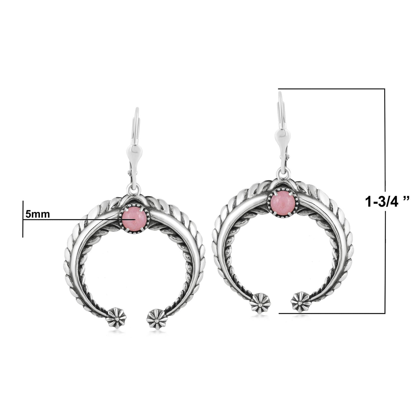 Sterling Silver Pink Opal Naja Lever Back Earrings