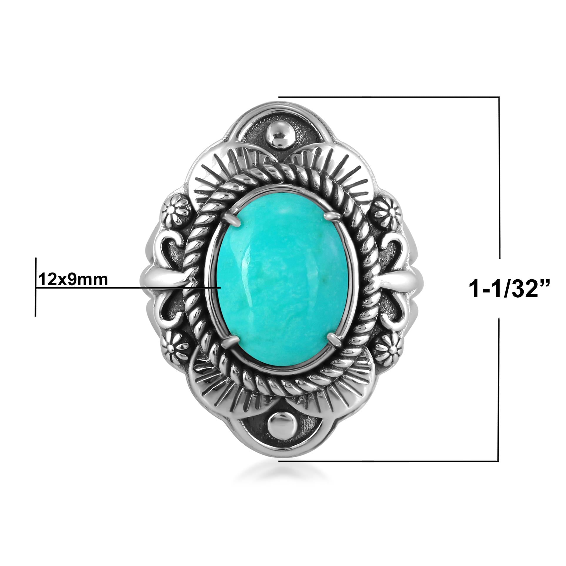 EXCLUSIVELY YOURS! Sterling Silver Kingman Turquoise Oval Scalloped Frame Ring