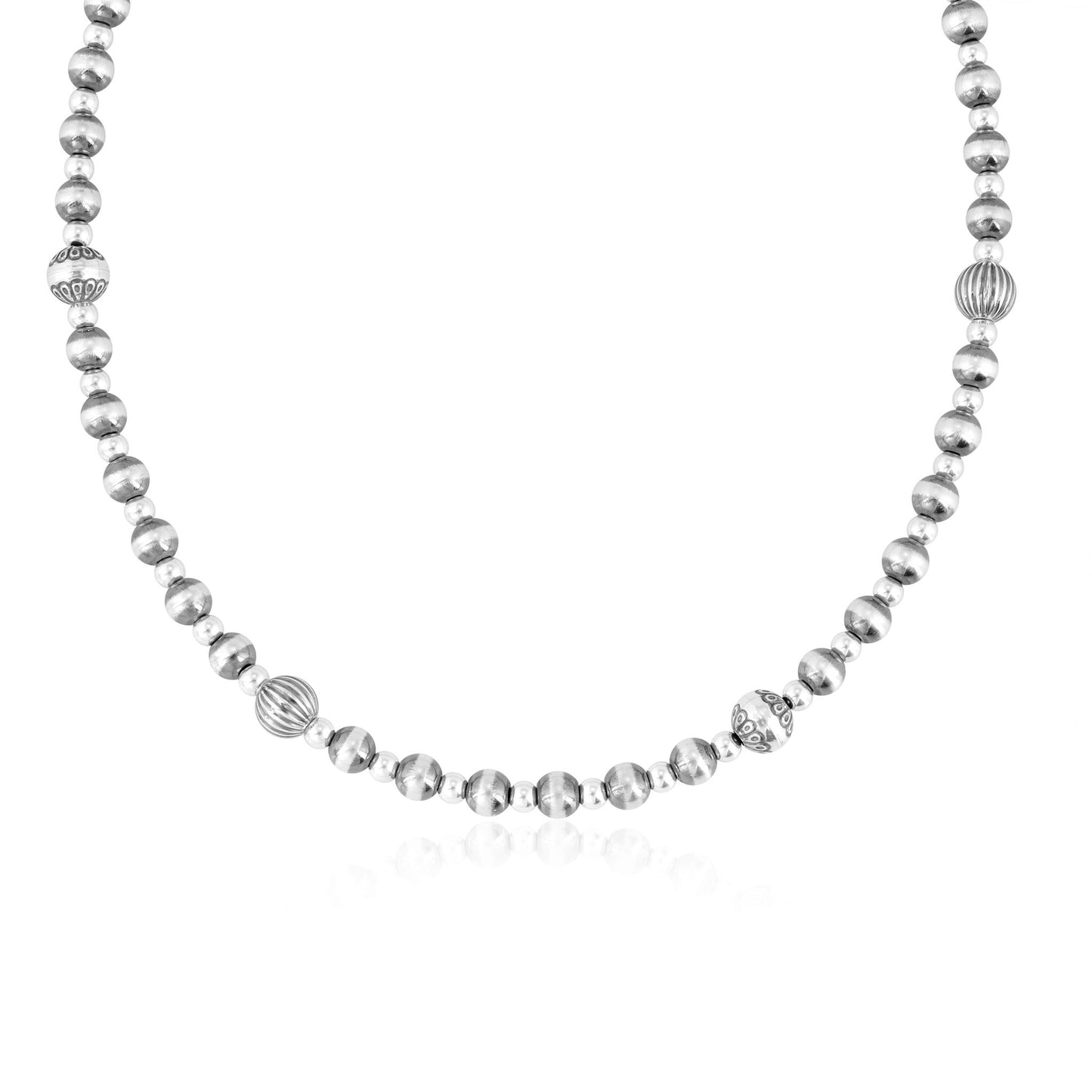 Sterling Silver Bead and Link Necklace