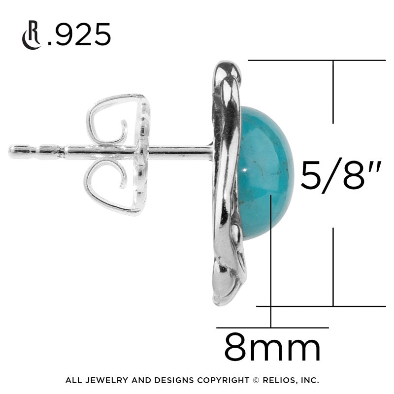Sterling Silver Kingman Turquoise Leaf Button Earrings