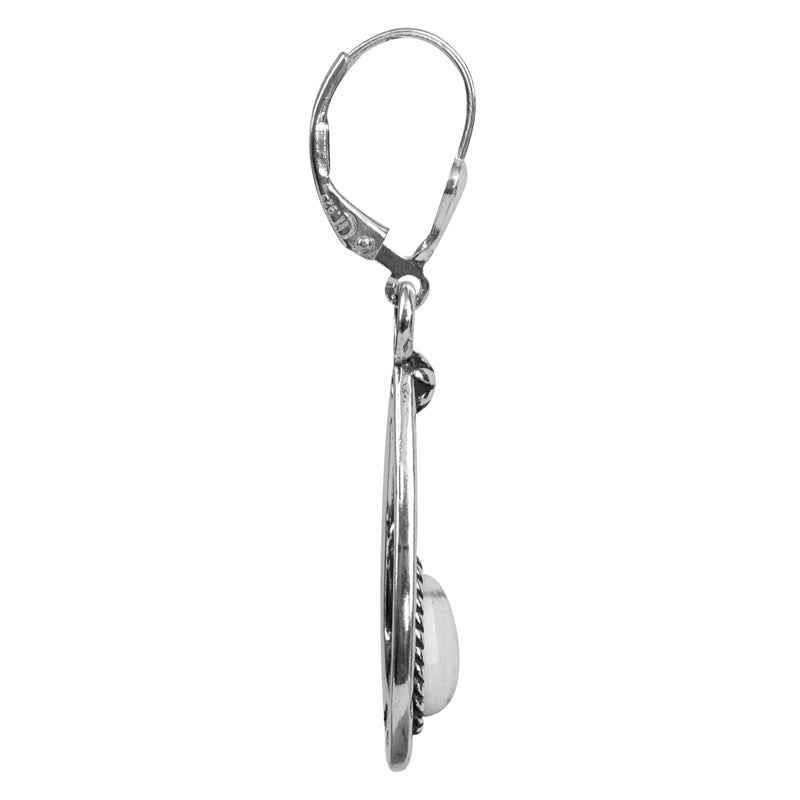 Sterling Silver White Howlite Gemstone Teardrop Dangle Earrings