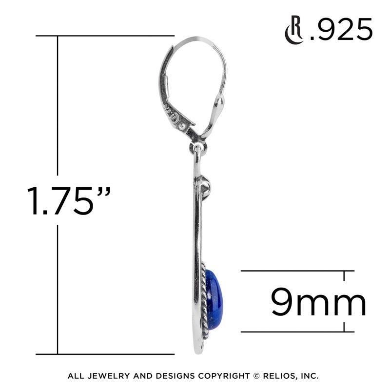 Sterling Silver Blue Lapis Gemstone Teardrop Earrings