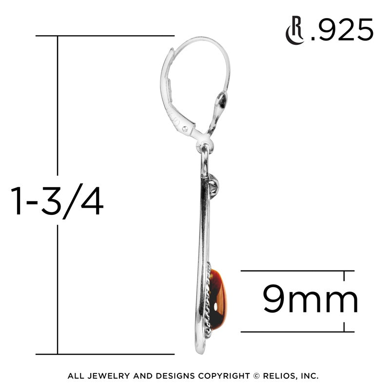 Sterling Silver Golden Brown Tiger's Eye Gemstone Teardrop Dangle Earrings