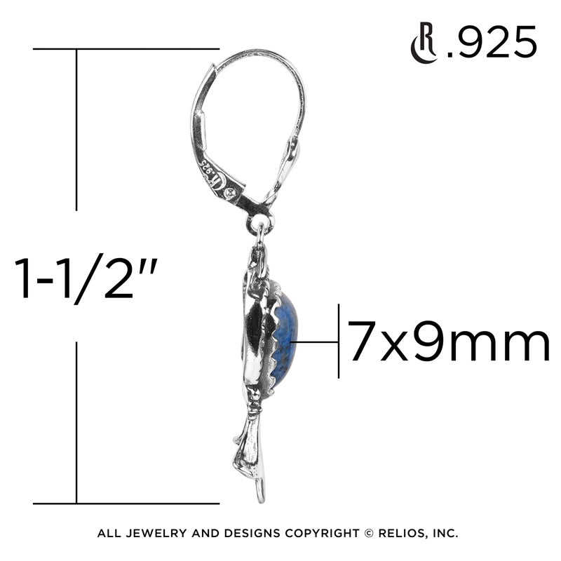 Sterling Silver Lapis Arrowhead Gemstone Squash Blossom Drop Earring