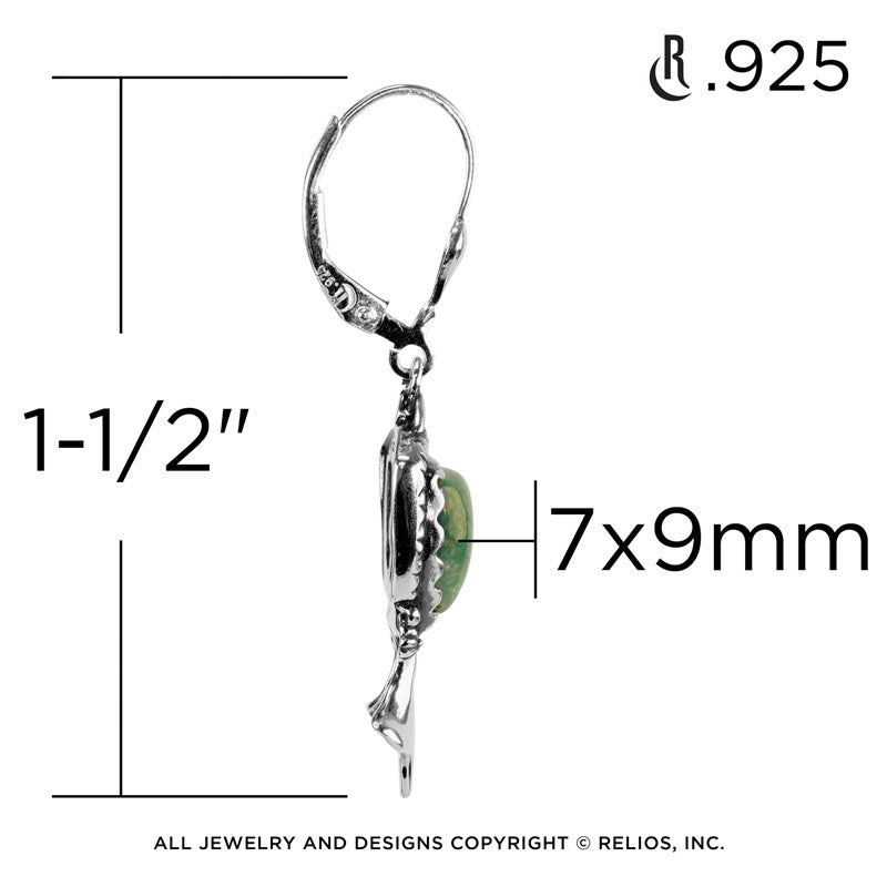 Sterling Silver Green Turquoise Arrowhead Gemstone Squash Blossom Drop Earring