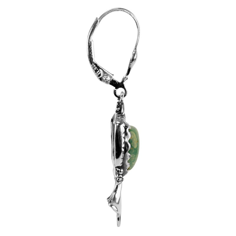 Sterling Silver Green Turquoise Arrowhead Gemstone Squash Blossom Drop Earring