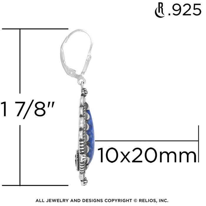 Sterling Silver Lapis Pear Shaped Gemstone Dangle Earrings