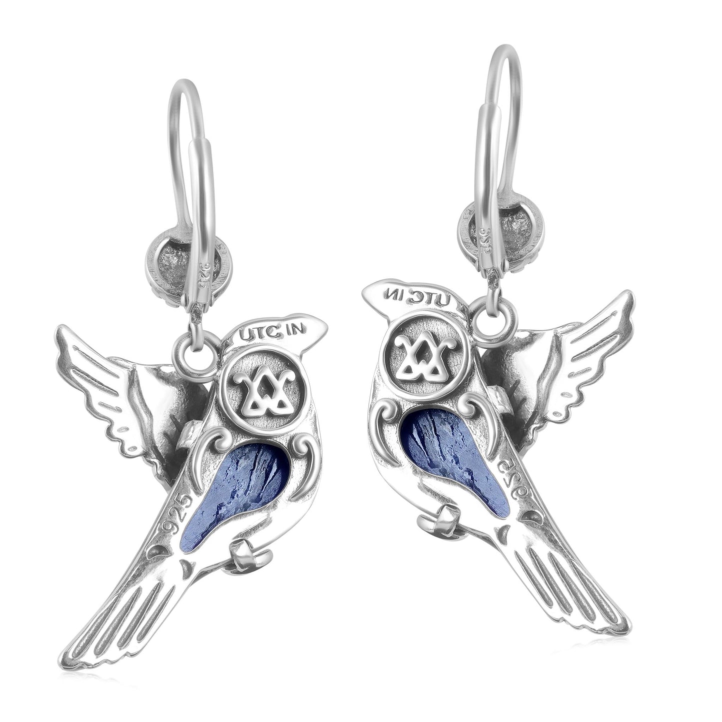 Sterling Silver Sodalite Spirit Bird Lever Back Earrings