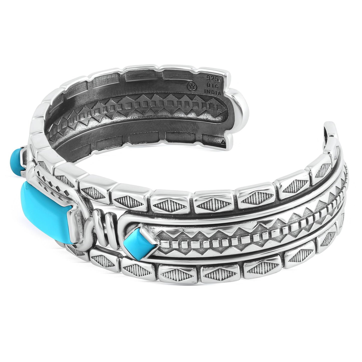 LIMITED EDITION! Sterling Silver Sleeping Beauty Turquoise Textured Layered Cuff Bracelet