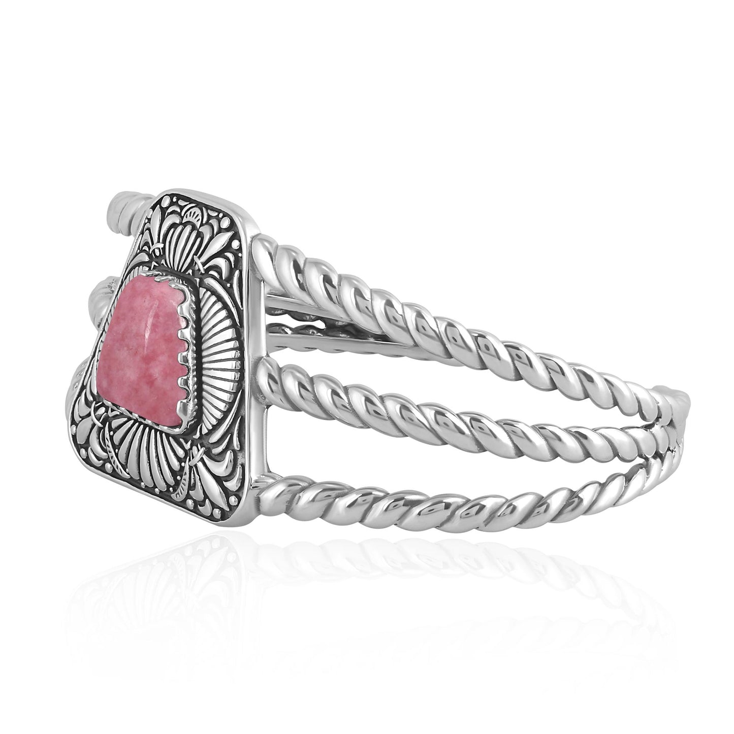 Sterling Silver Rhodonite Trapezoid Cuff Bracelet