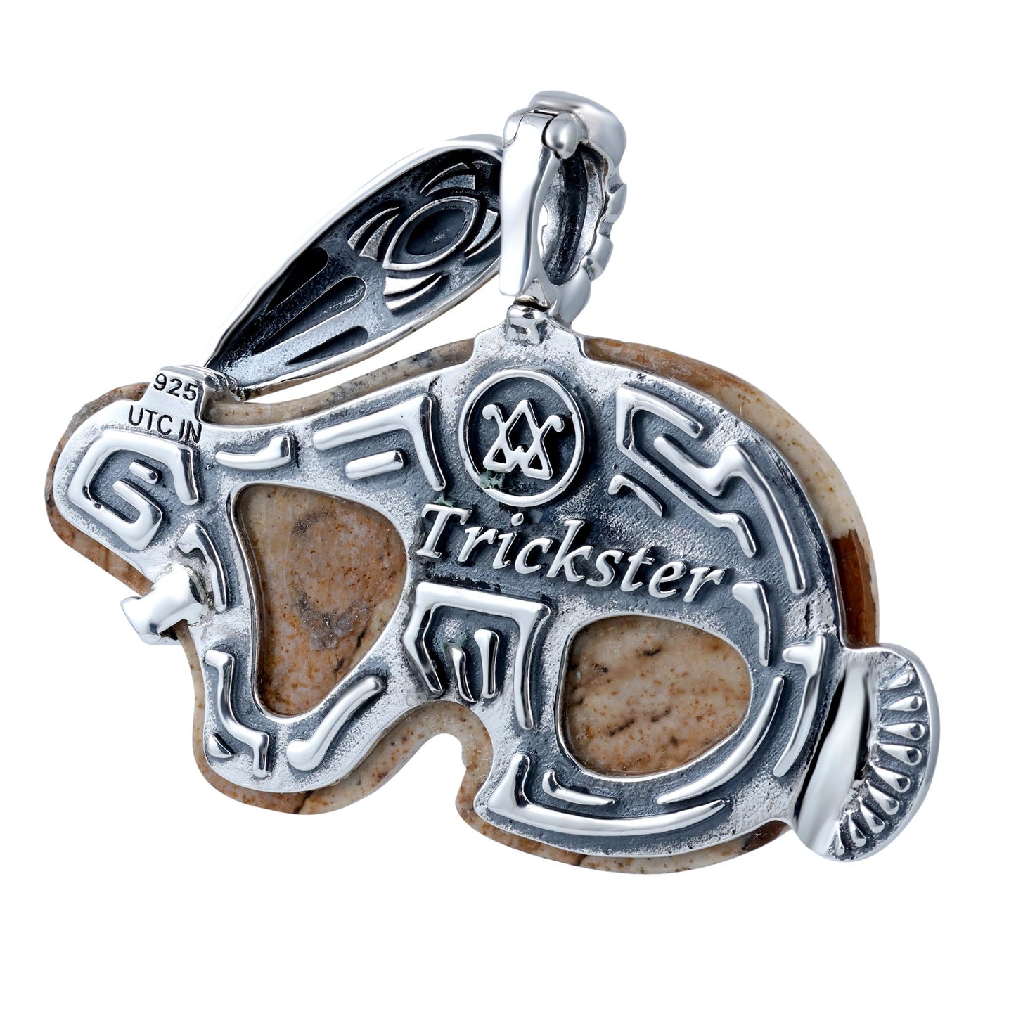 Sterling Silver Picture Jasper Rabbit "Trickster" Pendant Enhancer
