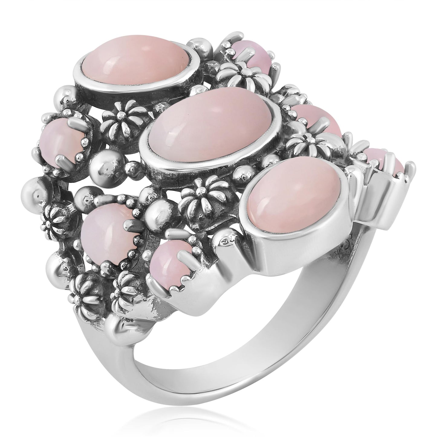 EXCLUSIVELY OURS! Sterling Silver Pink Opal 9-Stone Cluster Ring