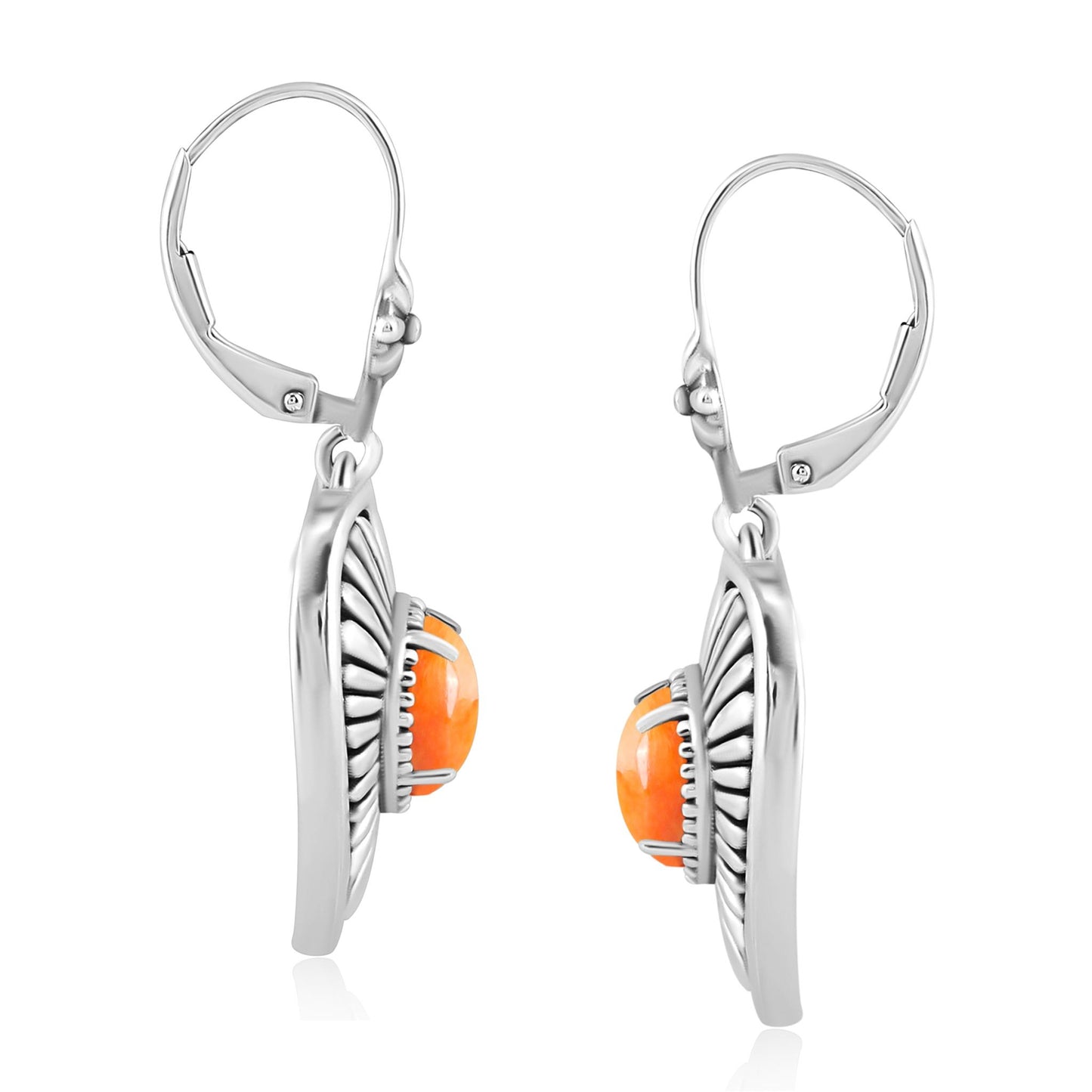 EXCLUSIVELY OURS! Sterling Silver Orange Spiny Oyster Bold Heart Earrings