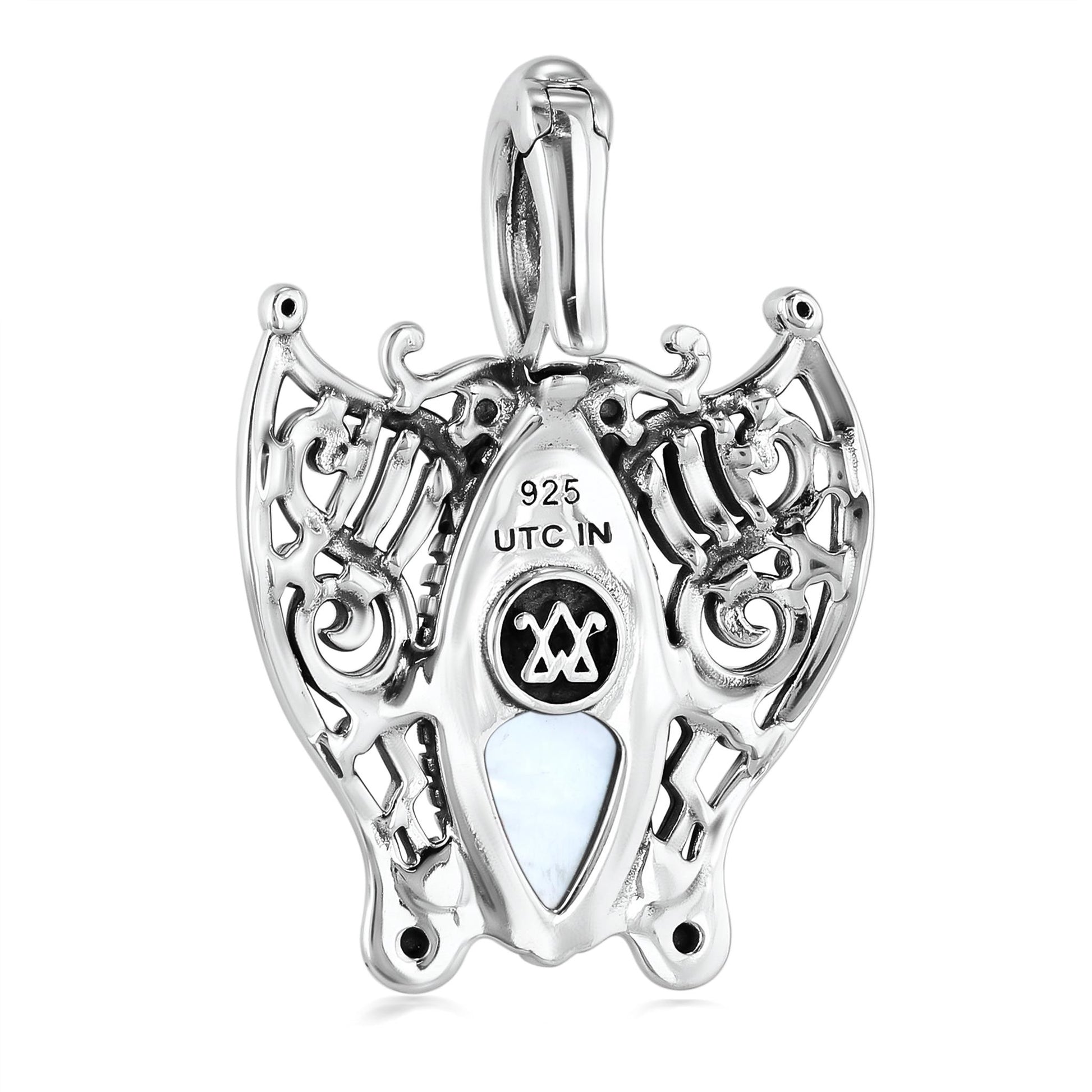 Sterling Silver White Mother of Pearl Butterfly Pendant Enhancer