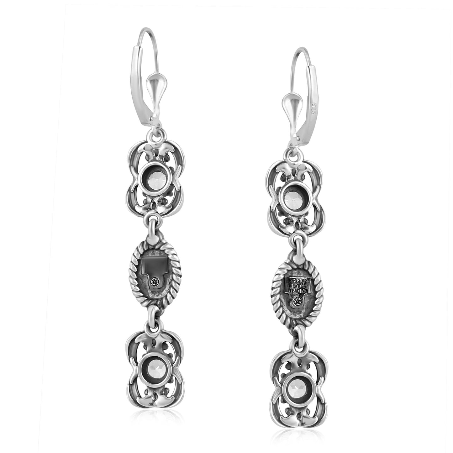 EXCLUSIVELY OURS! Sterling Silver Lapis and White Topaz Dangle Earrings