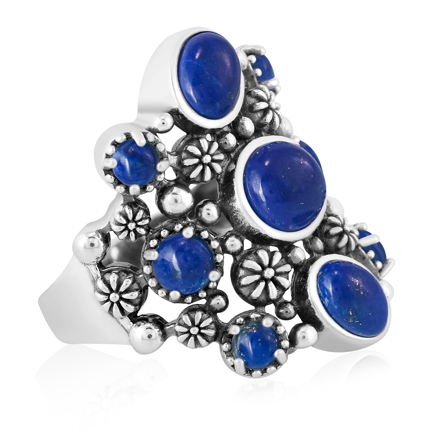EXCLUSIVELY OURS! Sterling Silver Lapis 9-Stone Cluster Ring