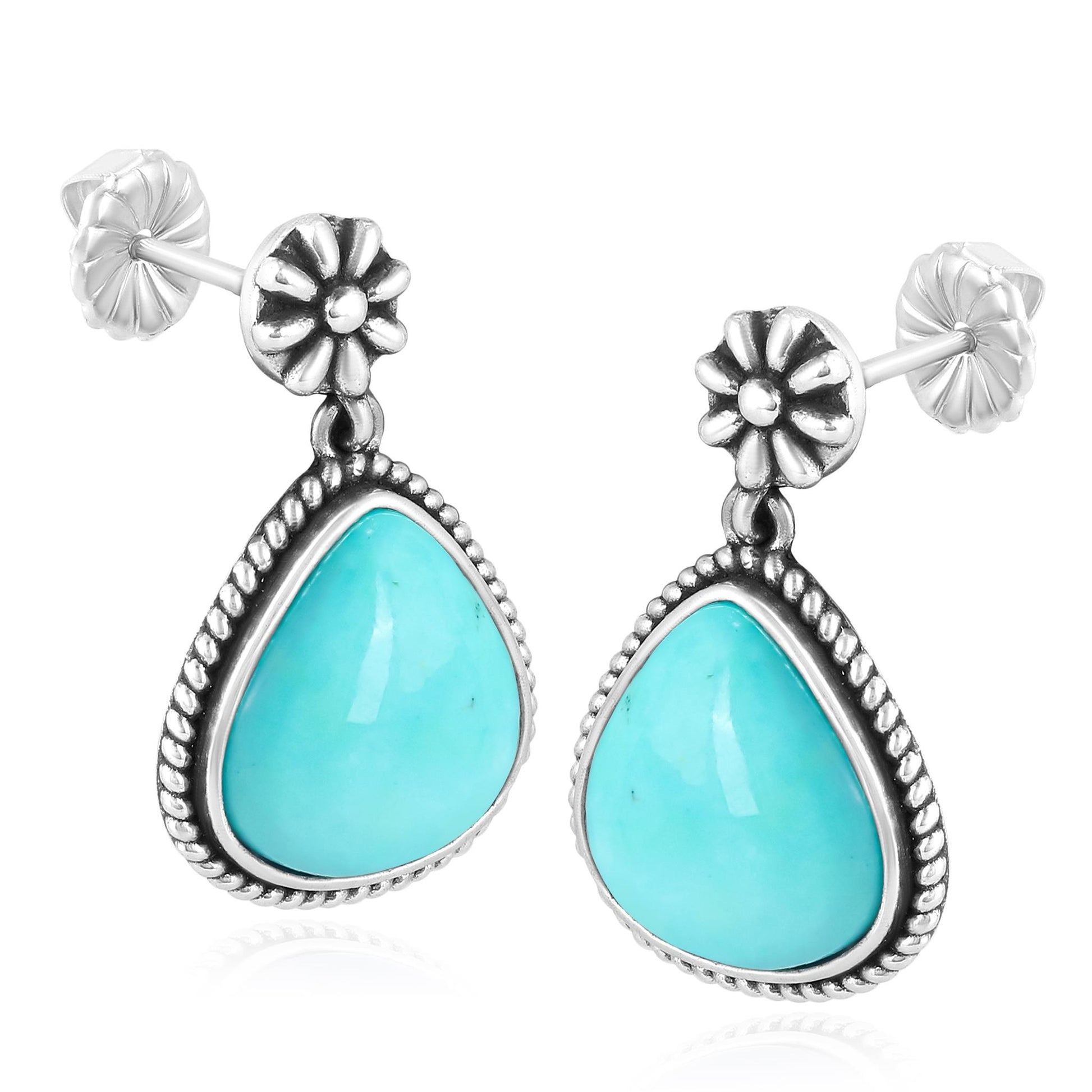 EXCLUSIVELY OURS! Sterling Silver Kingman Turquoise Trillion Cut Post Earrings