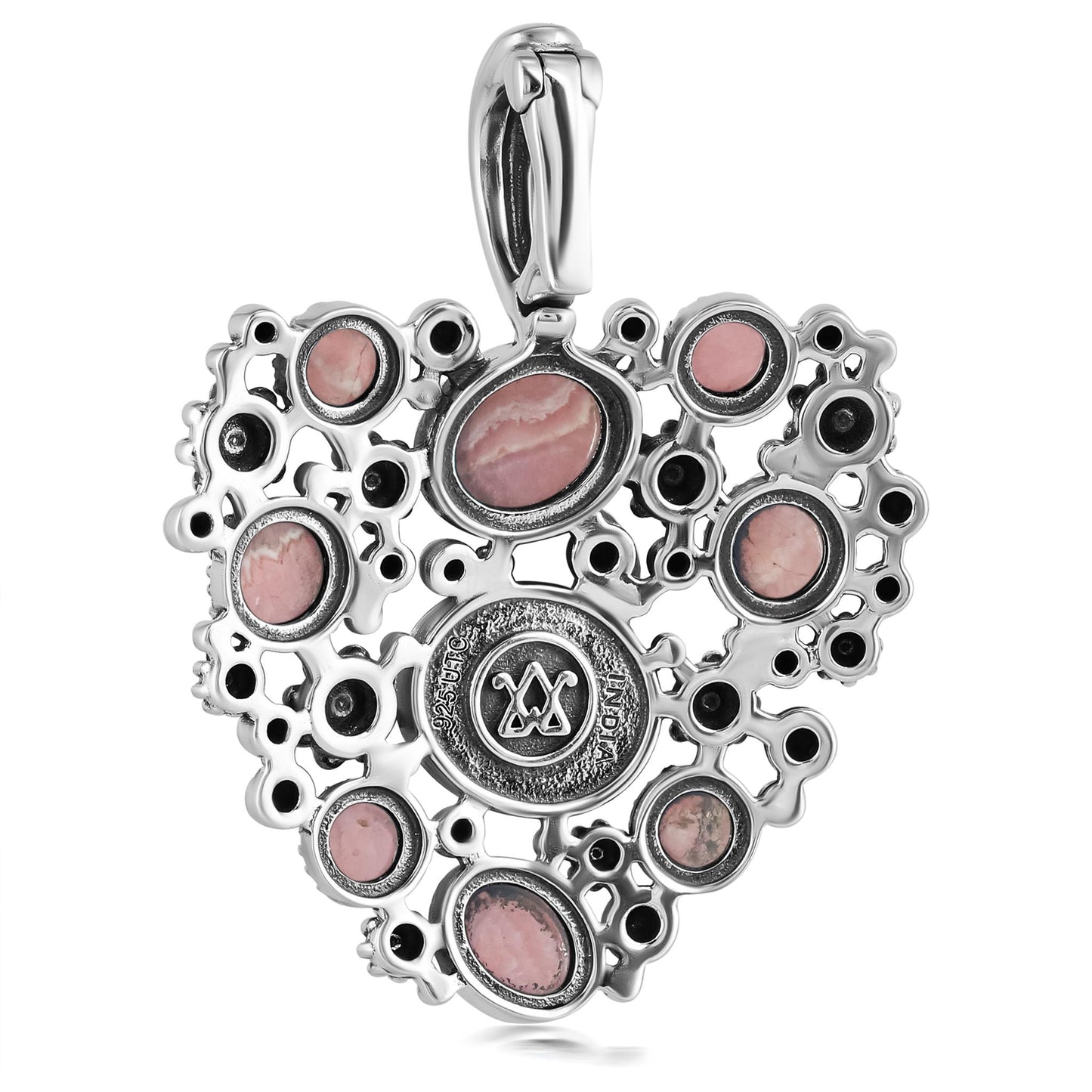 EXCLUSIVELY OURS! Sterling Silver Rhodochrosite Heart Cluster Pendant Enhancer