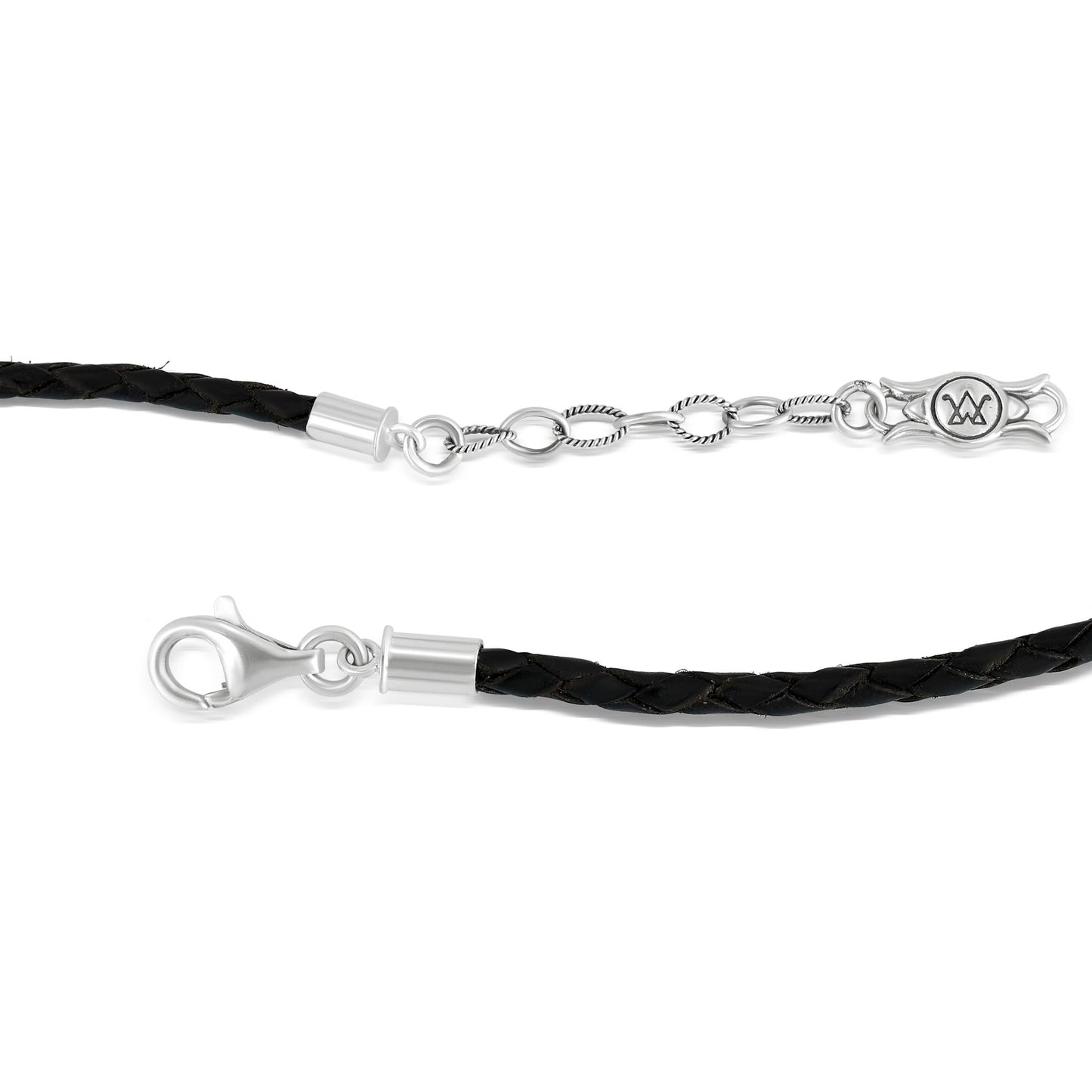 Sterling Silver Blue Turquoise and Black Leather Pear Gemstone Naja Necklace