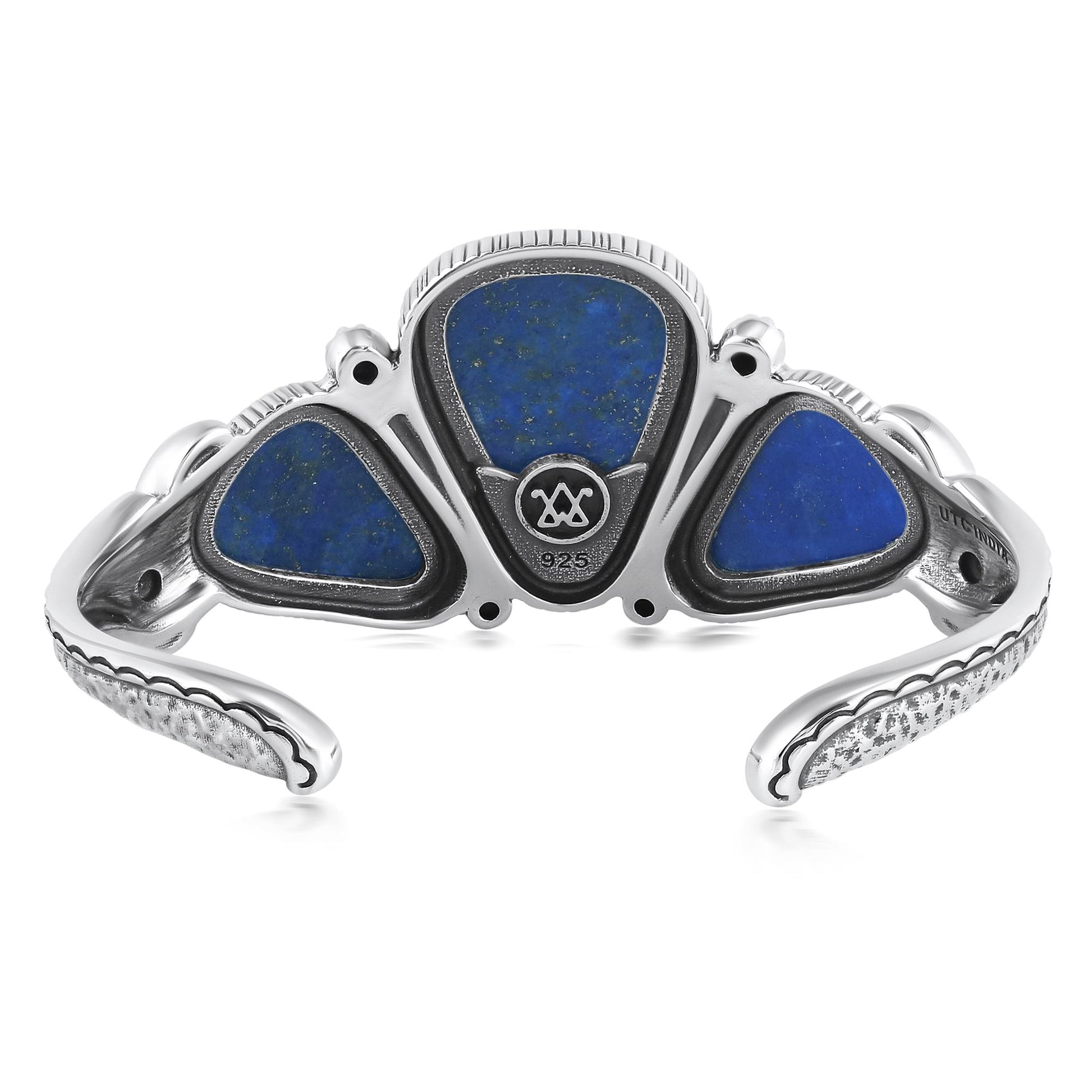 EXCLUSIVELY OURS! Sterling Silver Lapis 3-Stone Triangle Cuff