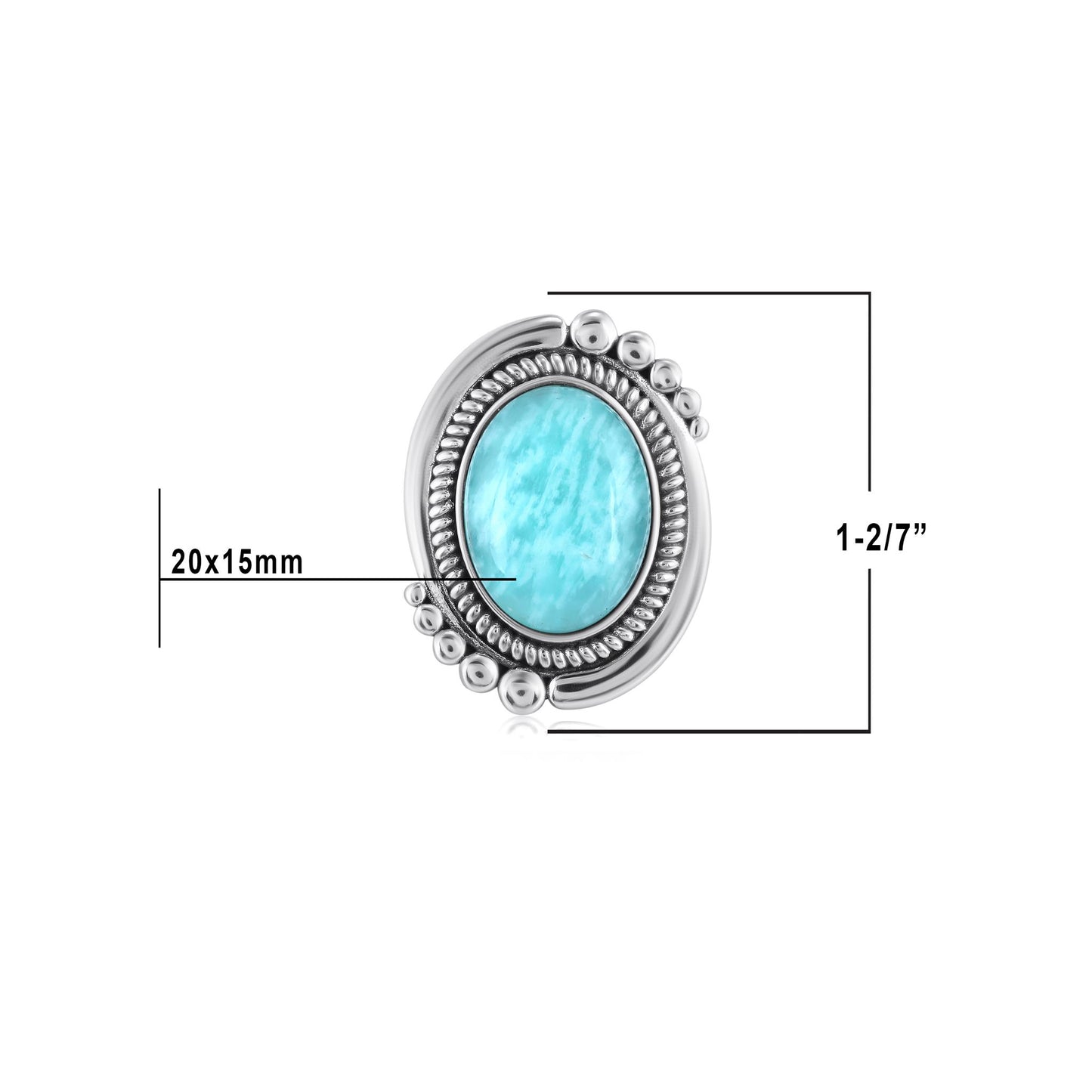 Sterling Silver Amazonite Oval Beaded Ring