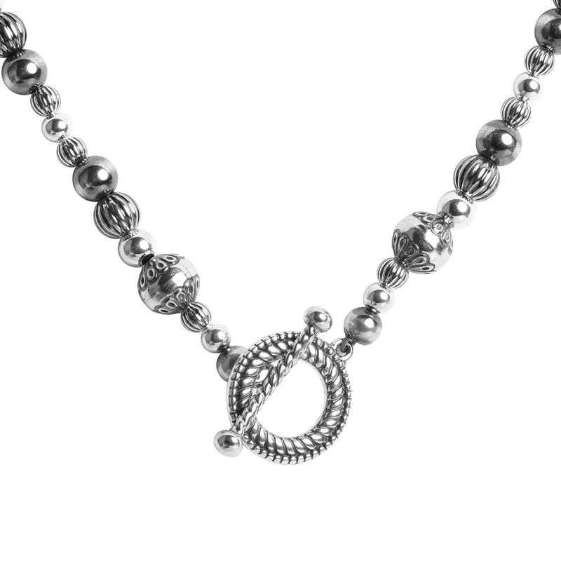 Sterling Silver Native Pearl Mixed Beads Toggle Necklace, 20 Inches