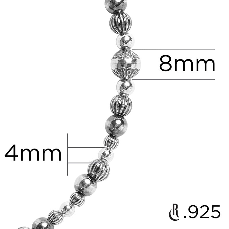 Sterling Silver Native Pearl Mixed Beads Toggle Necklace, 20 Inches