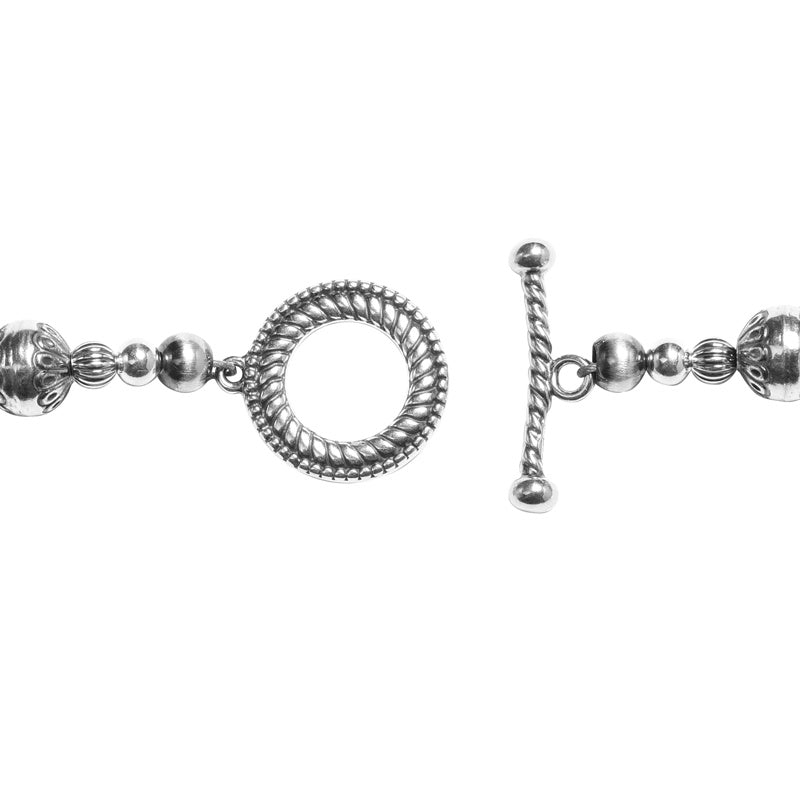 Sterling Silver Native Pearl Mixed Beads Toggle Necklace, 20 Inches