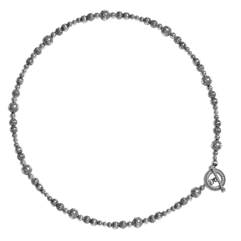 Sterling Silver Native Pearl Mixed Beads Toggle Necklace, 20 Inches