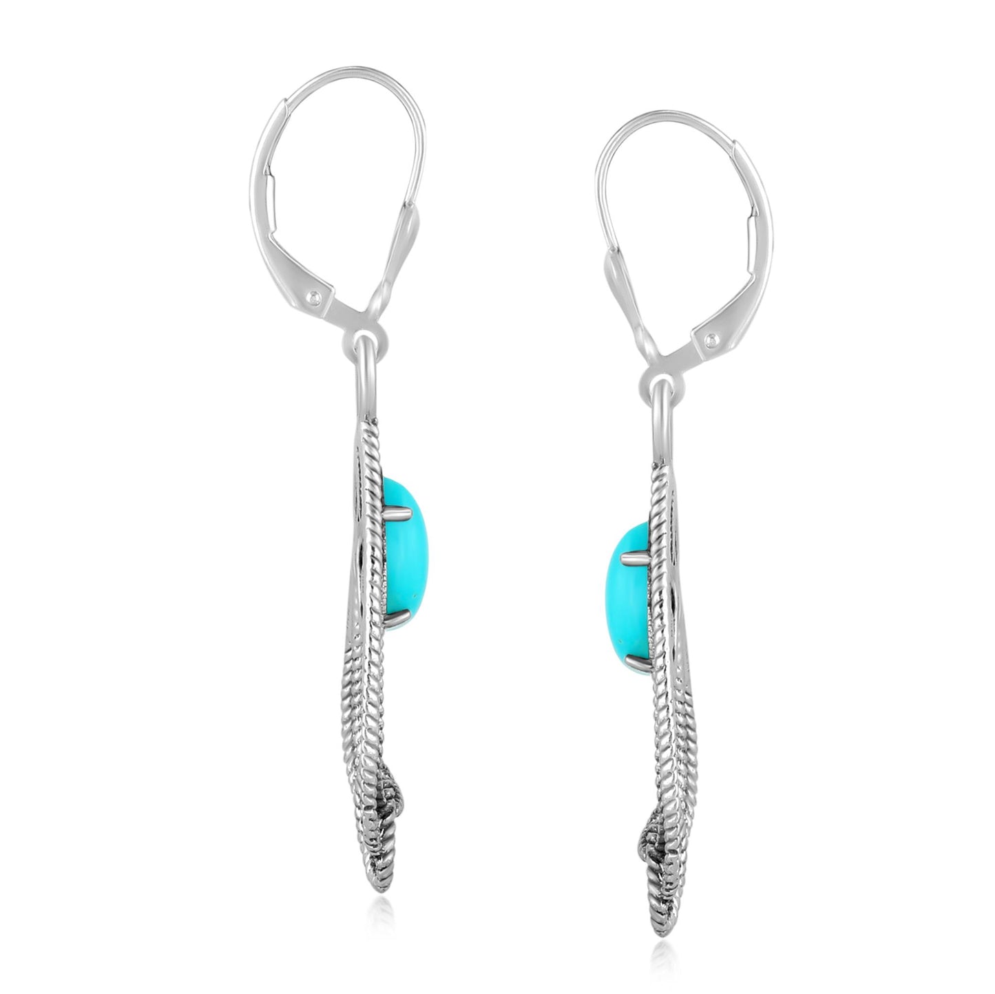 EXCLUSIVELY OURS! Sterling Silver Kingman Turquoise Lasso Love Knot Dangle Earrings