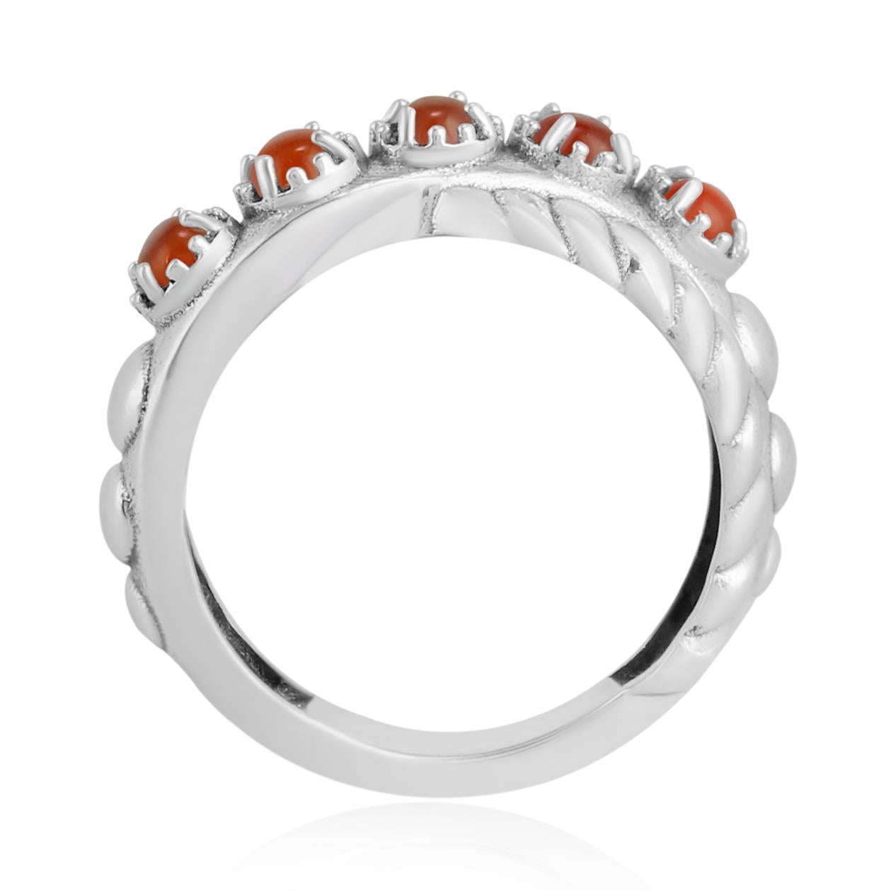 Sterling Silver Red Onyx Twist Band Ring