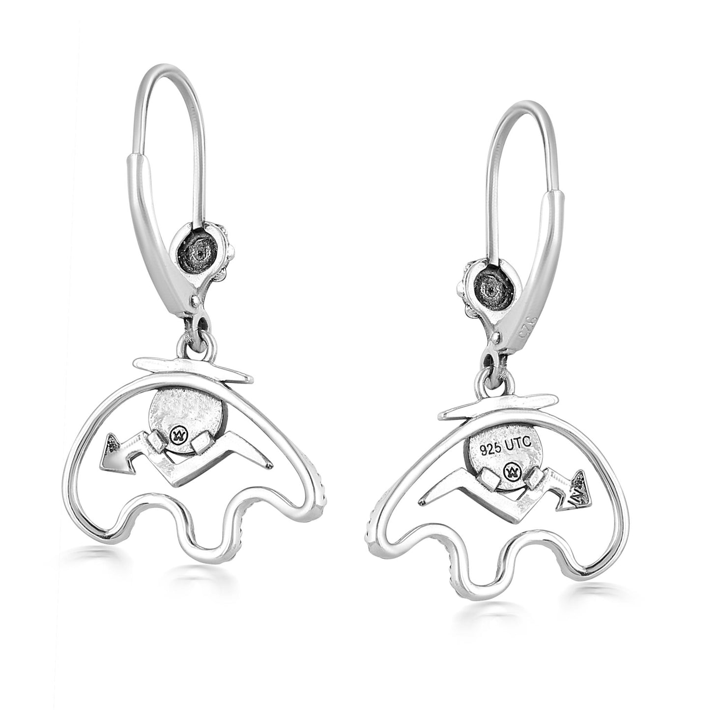 Sterling Silver Black Agate Bear Lever Back Earrings