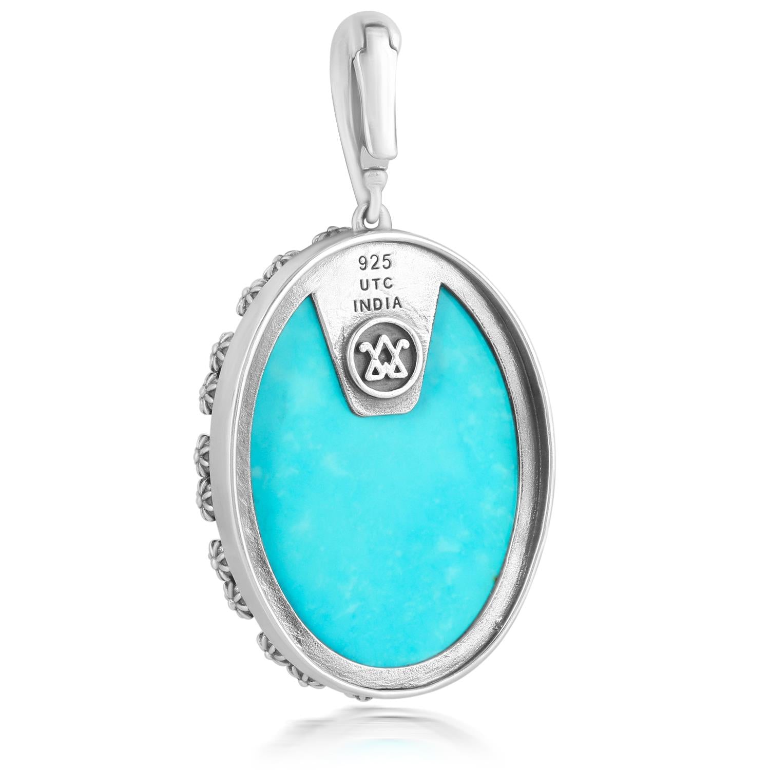 EXCLUSIVELY OURS! Sterling Silver Kingman Turquoise Oval Pendant Enhancer
