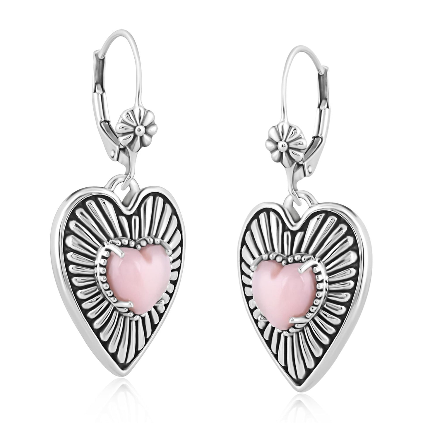 EXCLUSIVELY OURS! Sterling Silver Pink Opal Bold Heart Earrings