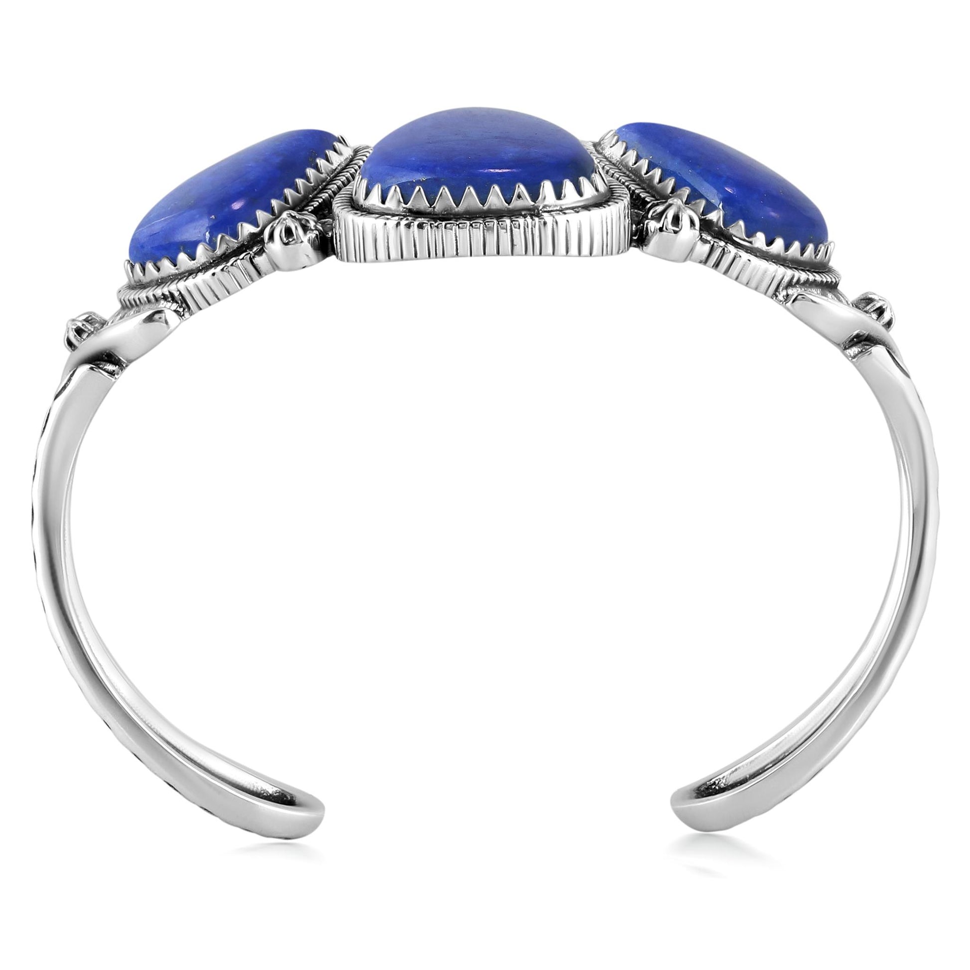 EXCLUSIVELY OURS! Sterling Silver Lapis 3-Stone Triangle Cuff