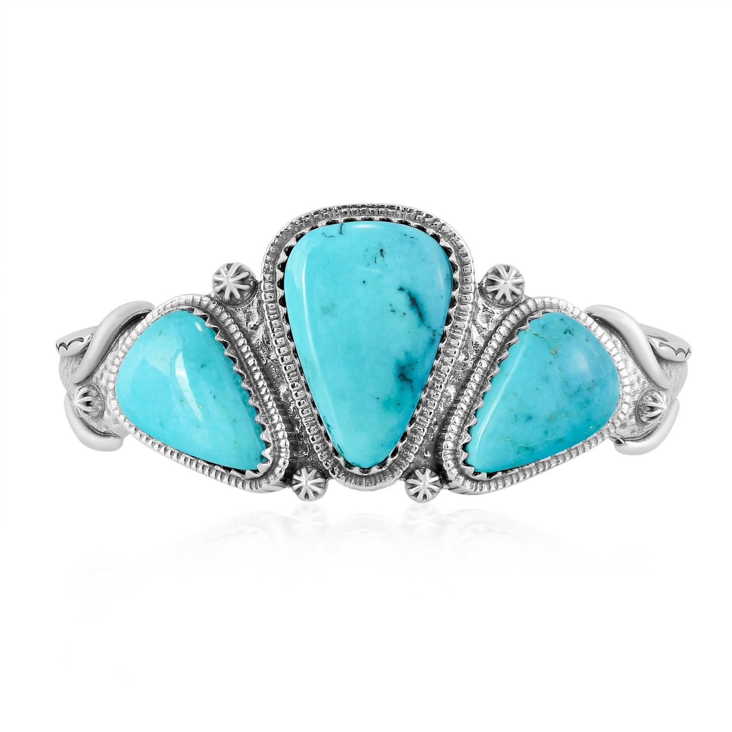 EXCLUSIVELY OURS! Sterling Silver Kingman Turquoise 3-Stone Triangle Cuff