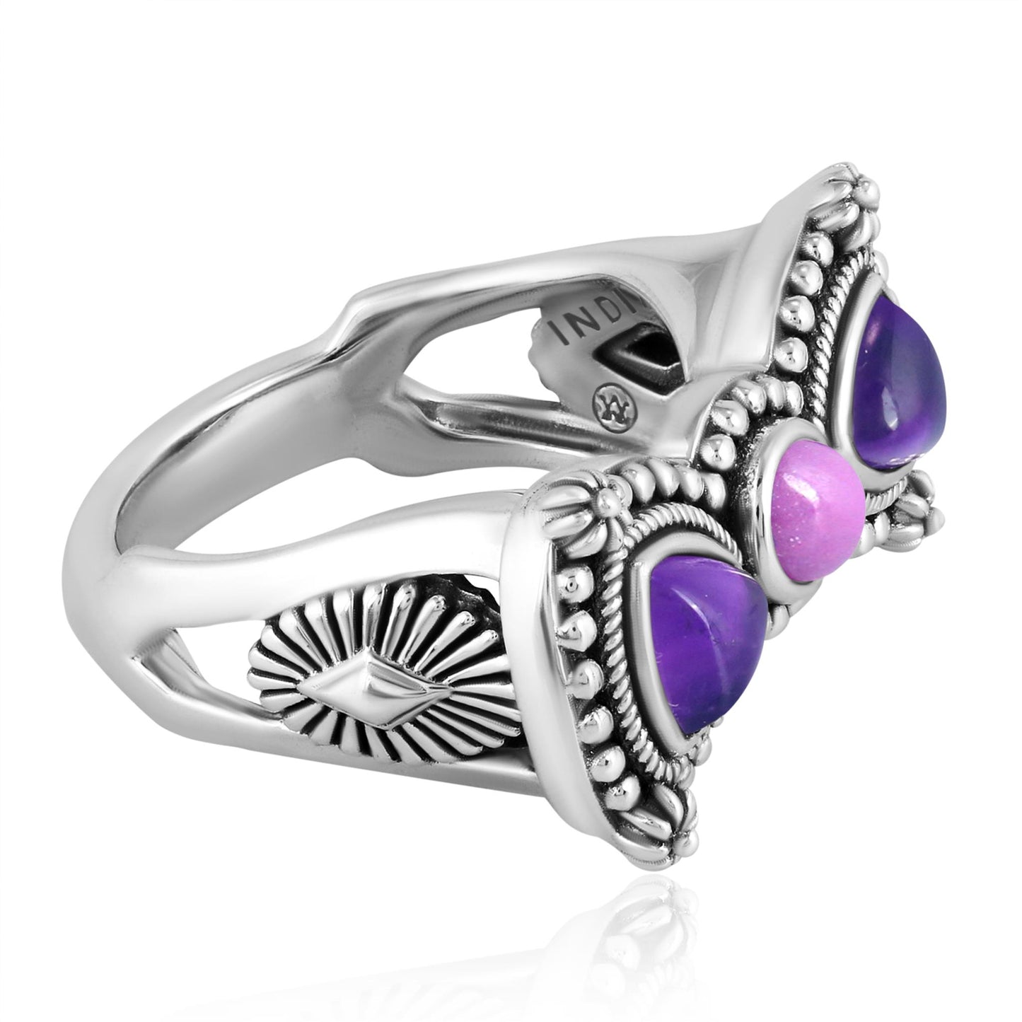 Sterling Silver Amethyst and Phosphosiderite Bow Tie Ring