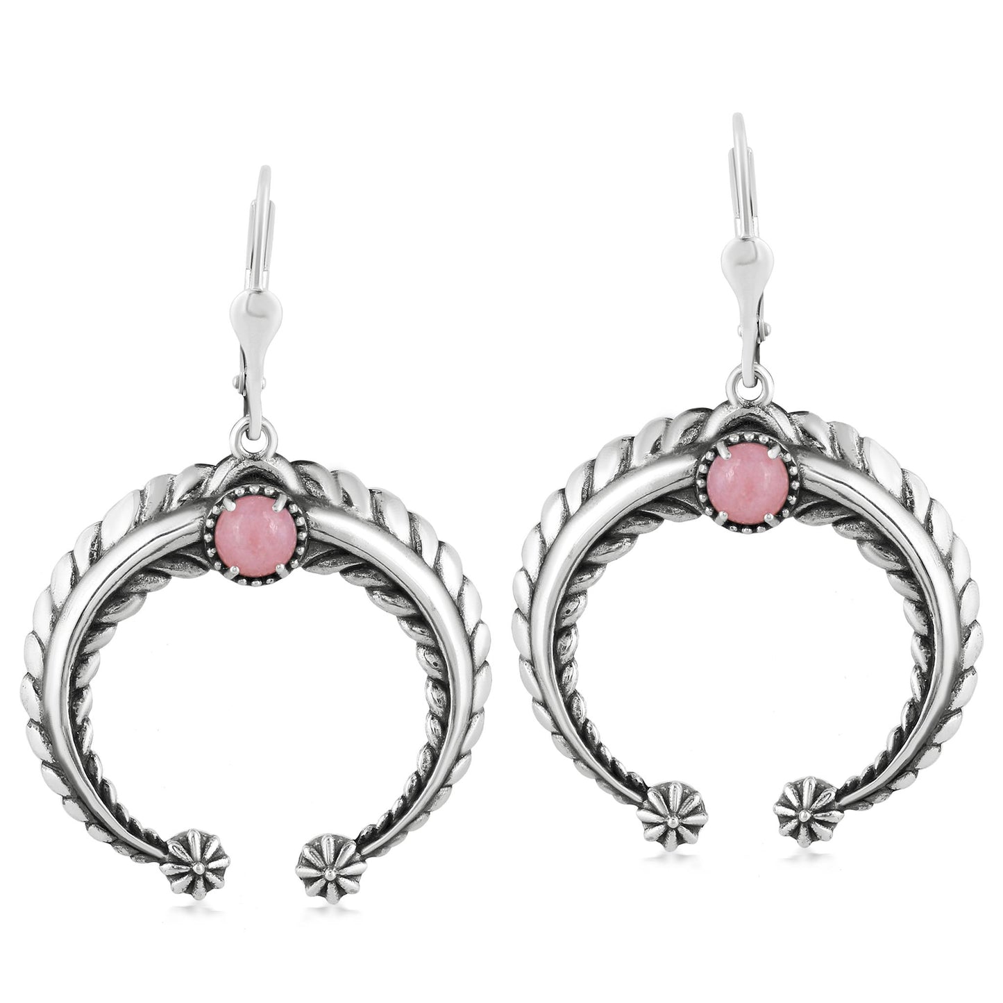 Sterling Silver Pink Opal Naja Lever Back Earrings